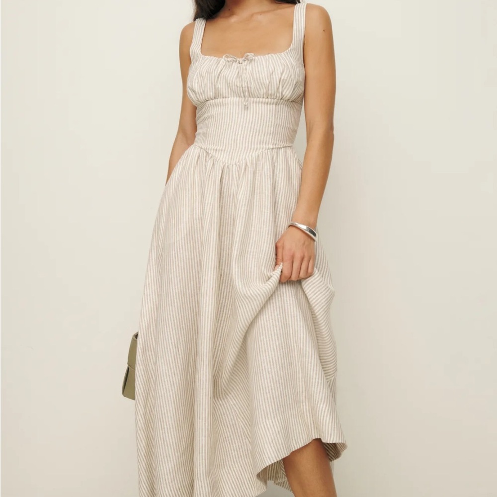 Balia Linen Dress in Sandy Stripe